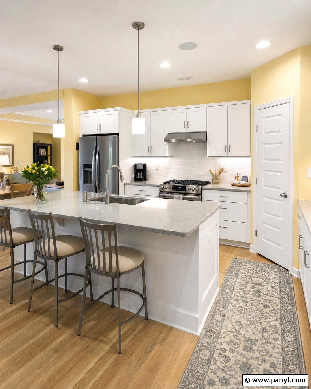 Yellow Kitchen Walls With Stainless Steel Appliances - 45 Yellow Kitchen Walls