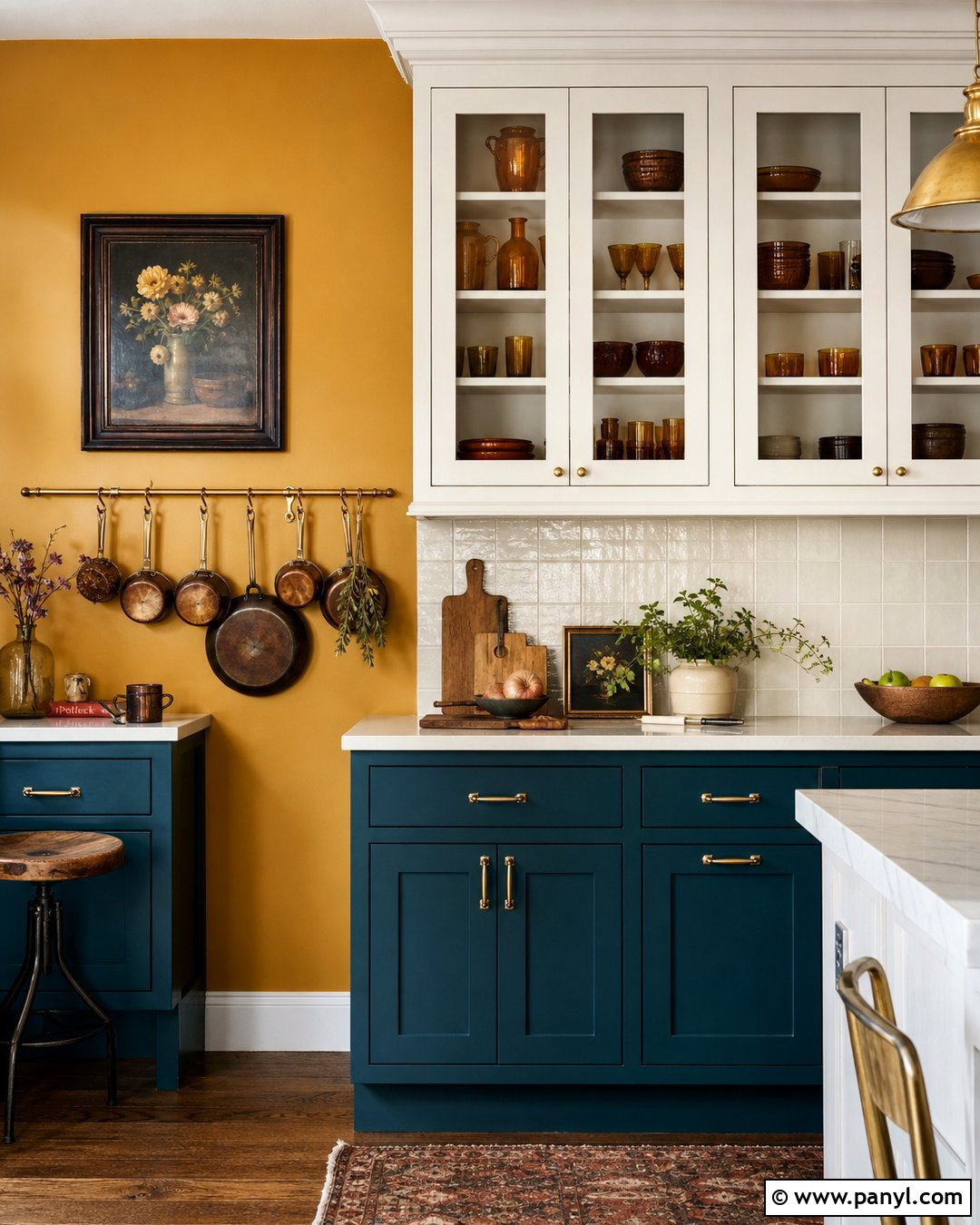 Yellow Kitchen Walls With Teal Cabinets - 30 Kitchen Yellow Walls