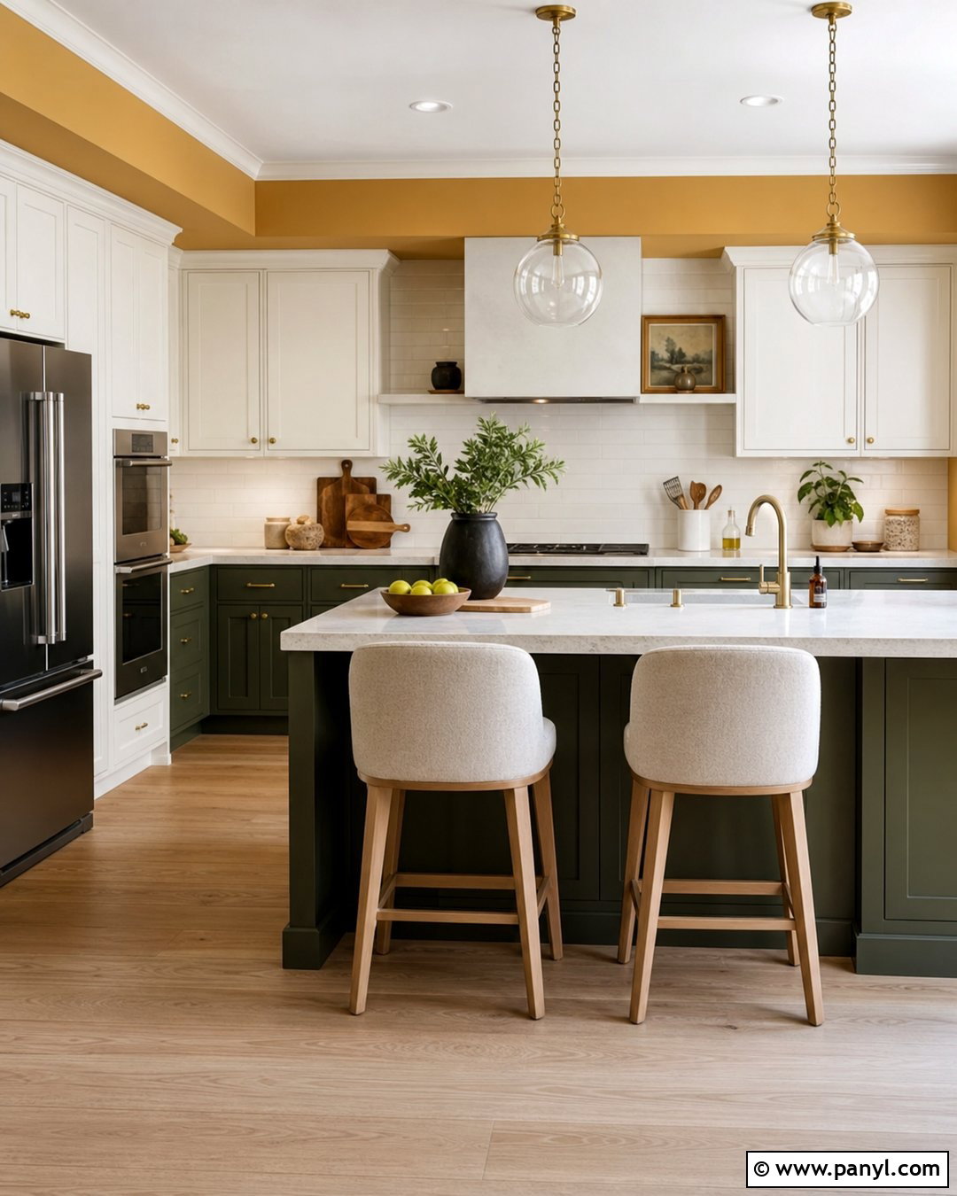 Yellow Kitchen Walls With Two Tone Cabinets - 30 Yellow Wall Kitchen Ideas