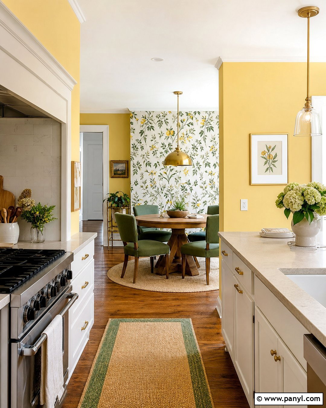 Yellow Kitchen Walls With Wallpaper - 45 Yellow Kitchen Walls