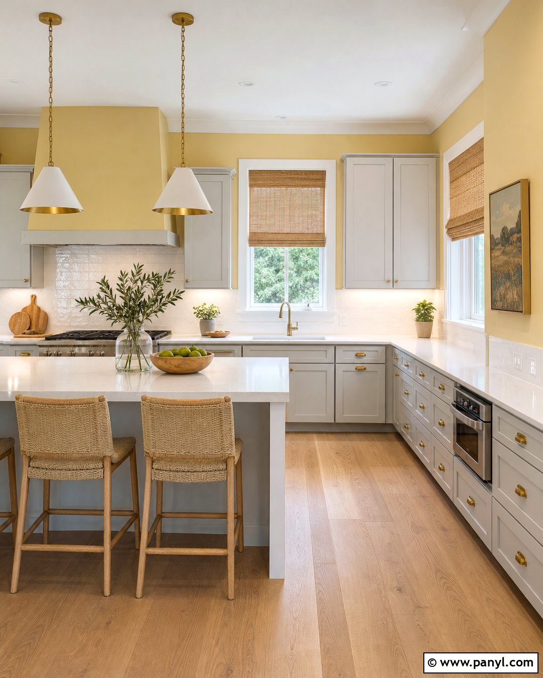 Yellow Kitchen Walls With White Quartz - 45 Yellow Kitchen Walls