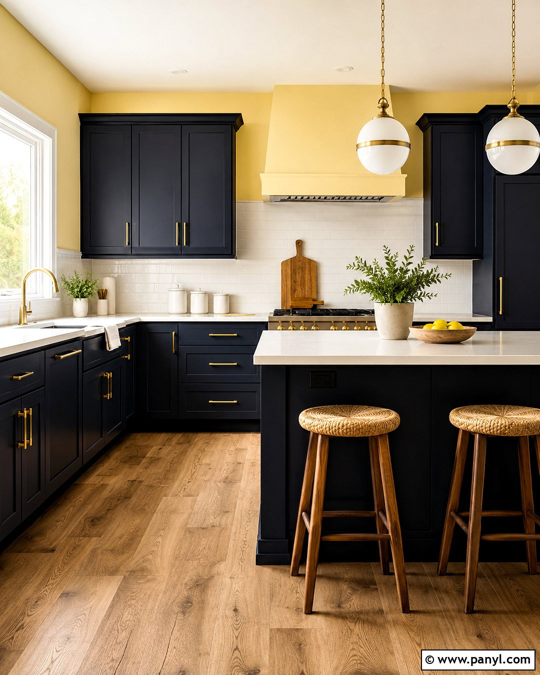 Yellow Kitchen With Dark Cabinets - 35 Yellow Wall Room Ideas