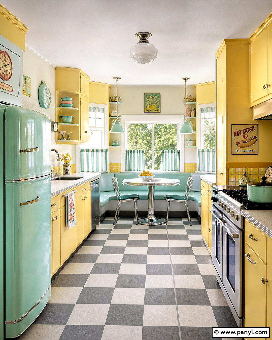Yellow Kitchen With Mint Green Accents - 20 vintage yellow kitchen ideas