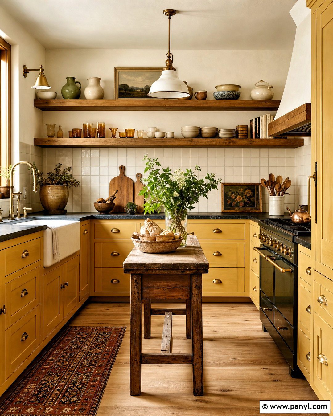 Yellow Kitchen With Open Shelving - 20 vintage yellow kitchen ideas