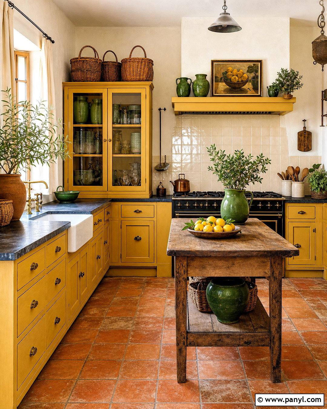 Yellow Kitchen With Terracotta Floors - 20 vintage yellow kitchen ideas