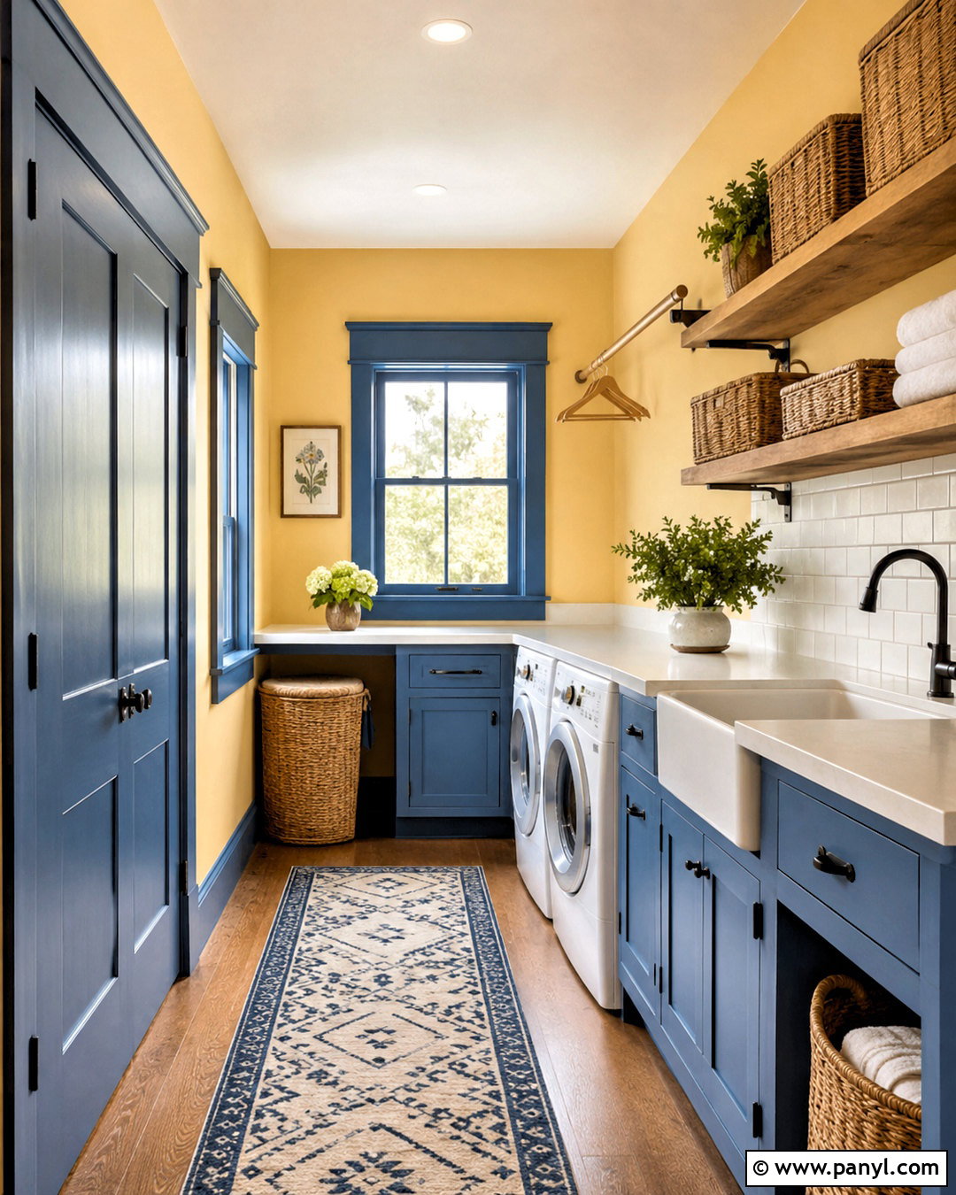 Yellow Laundry Room With Blue Trim - 20 Yellow Wall With Blue Trim Ideas