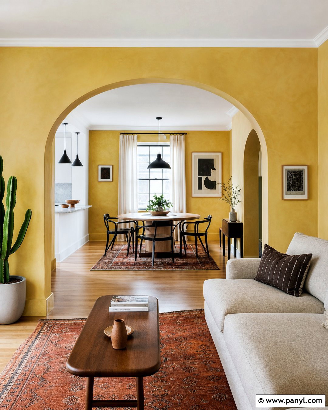 Yellow Limewash Archway Living Space - 25 Yellow Limewash Walls