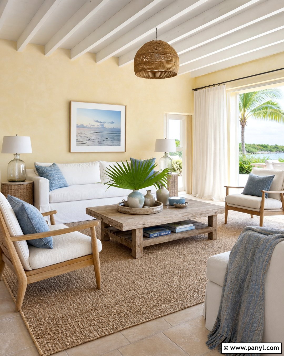 Yellow Limewash Coastal Living Room - 25 Yellow Limewash Walls