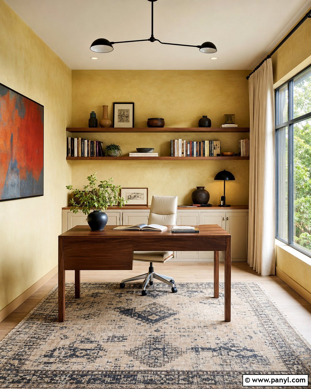 Yellow Limewash Home Office - 25 Yellow Limewash Walls