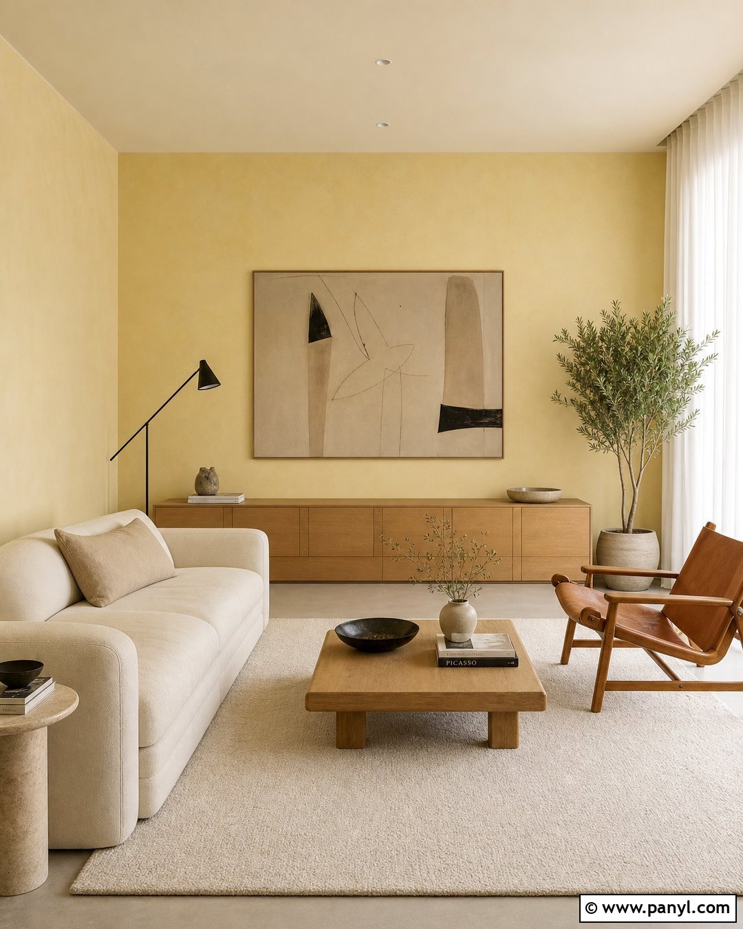 Yellow Limewash Minimalist Studio - 25 Yellow Limewash Walls
