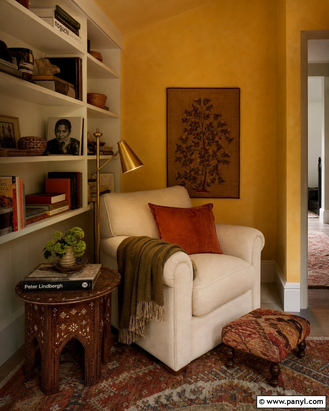 Yellow Limewash Reading Nook - 25 Yellow Limewash Walls