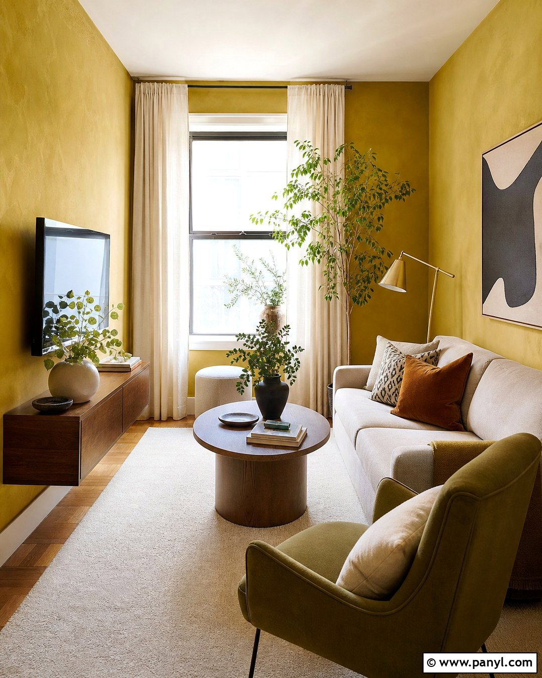 Yellow Limewash Small Apartment Living Room - 25 Yellow Limewash Walls