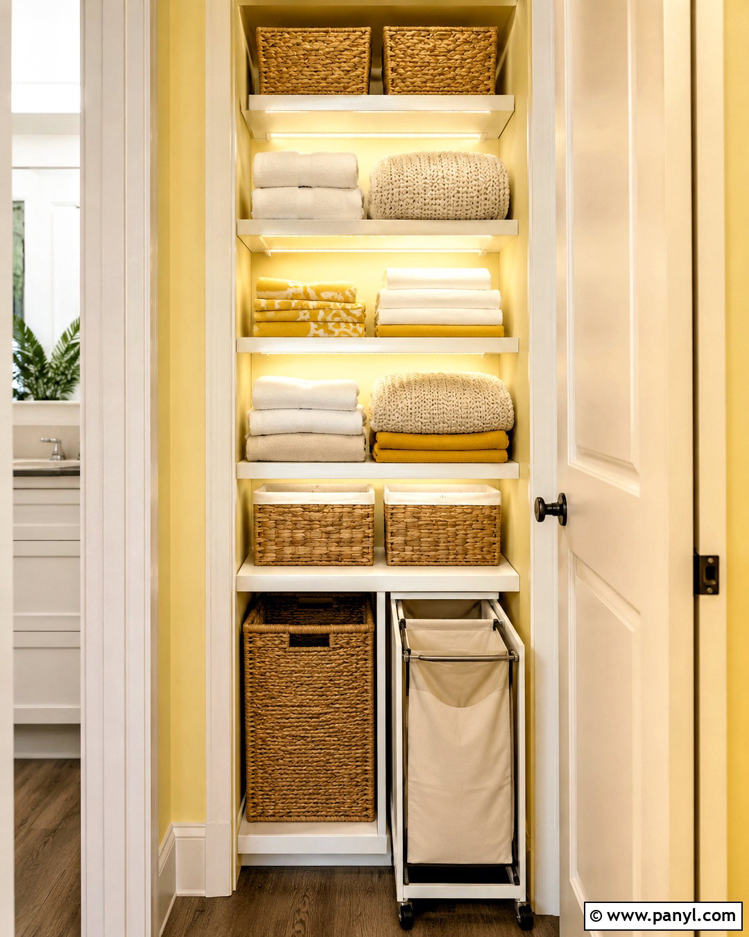 Yellow Linen Closet - 20 Yellow Wall Closet Space Ideas