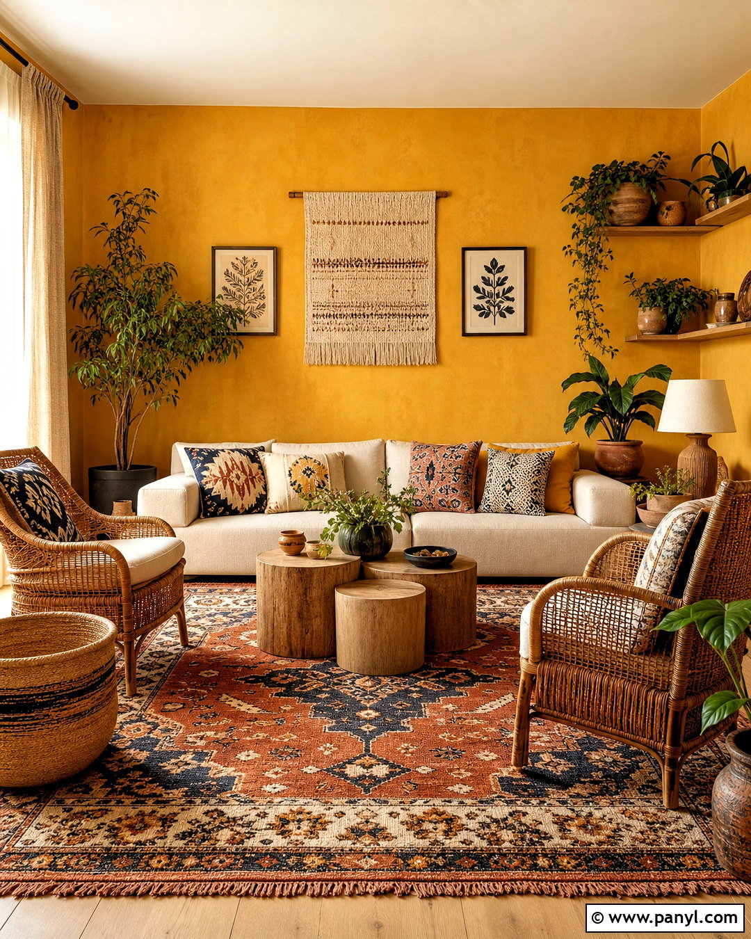 Yellow Living Room Walls With Boho Decor - 20 yellow living room walls