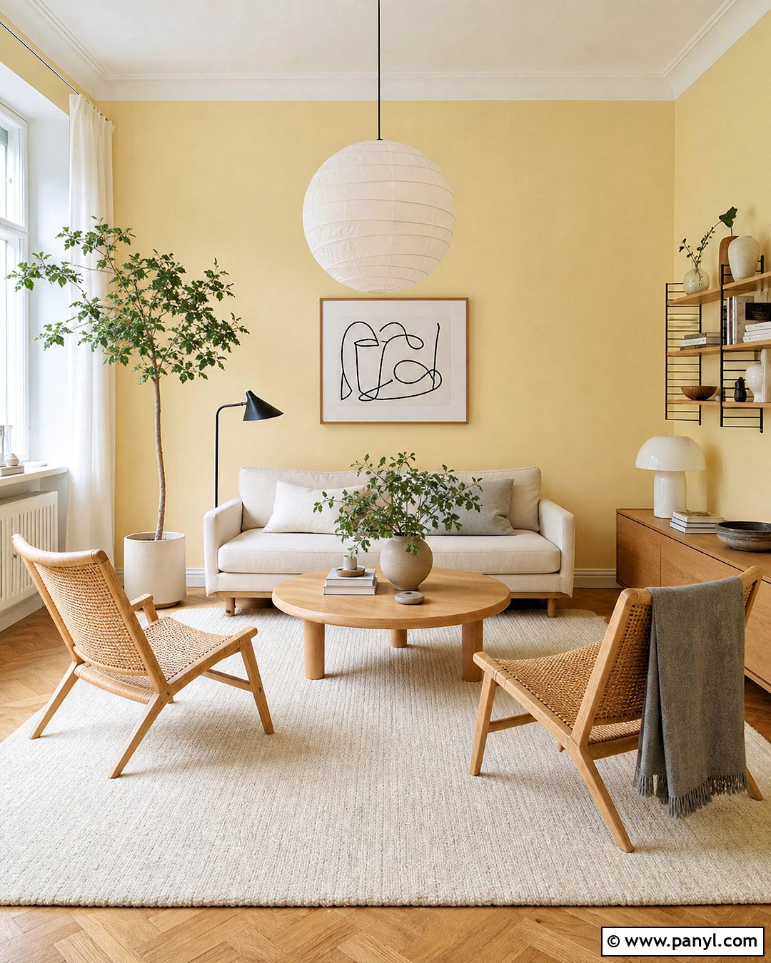 Yellow Living Room Walls With Scandinavian Furniture - 20 yellow living room walls