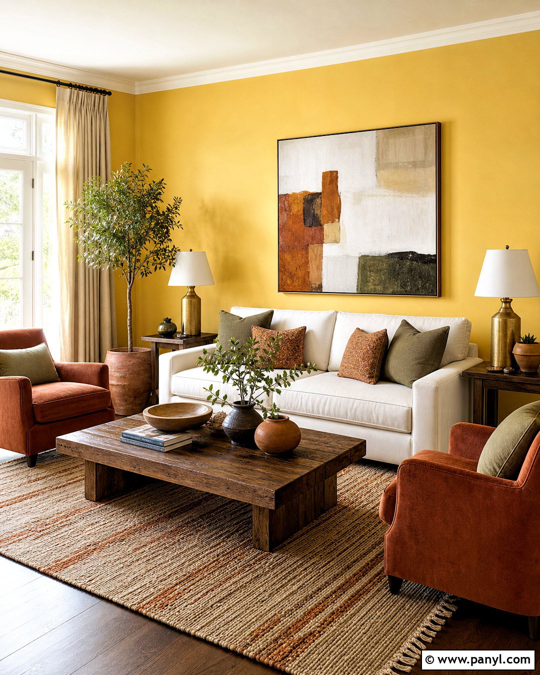 Yellow Living Room Walls With Terracotta Accents - 20 yellow living room walls