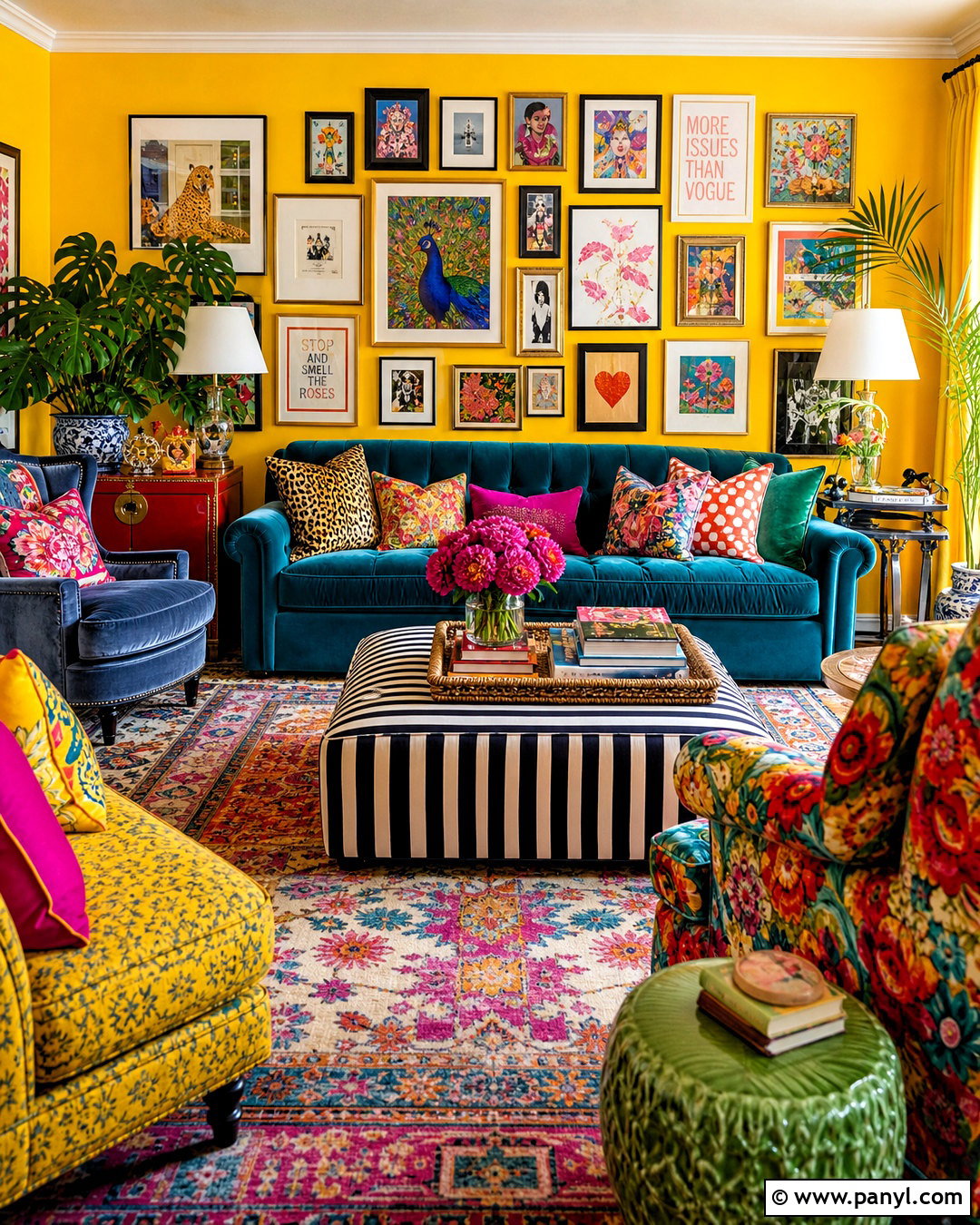 Yellow Maximalist Living Room - 20 yellow room aesthetic ideas