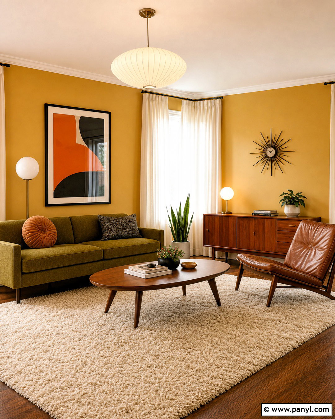 Yellow Midcentury Living Room - 20 yellow room inspo ideas
