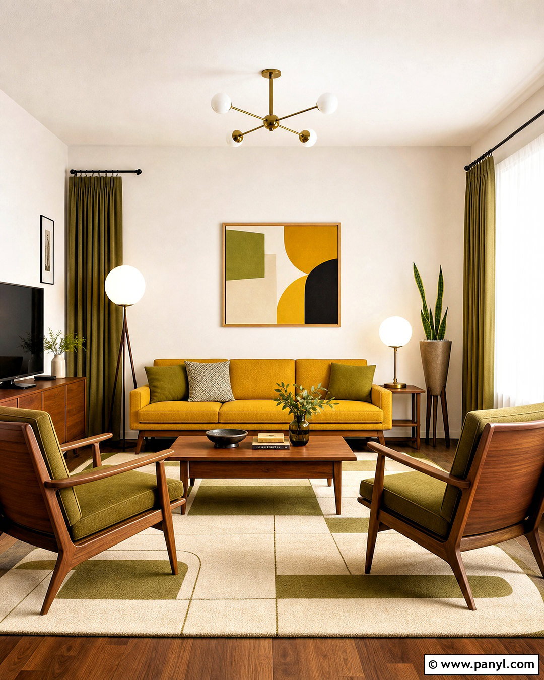 Yellow Midcentury Living Room - 20 yellow room aesthetic ideas