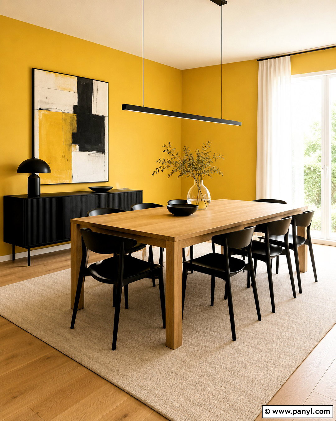 Yellow Modern Dining Room - 35 Yellow Wall Room Ideas