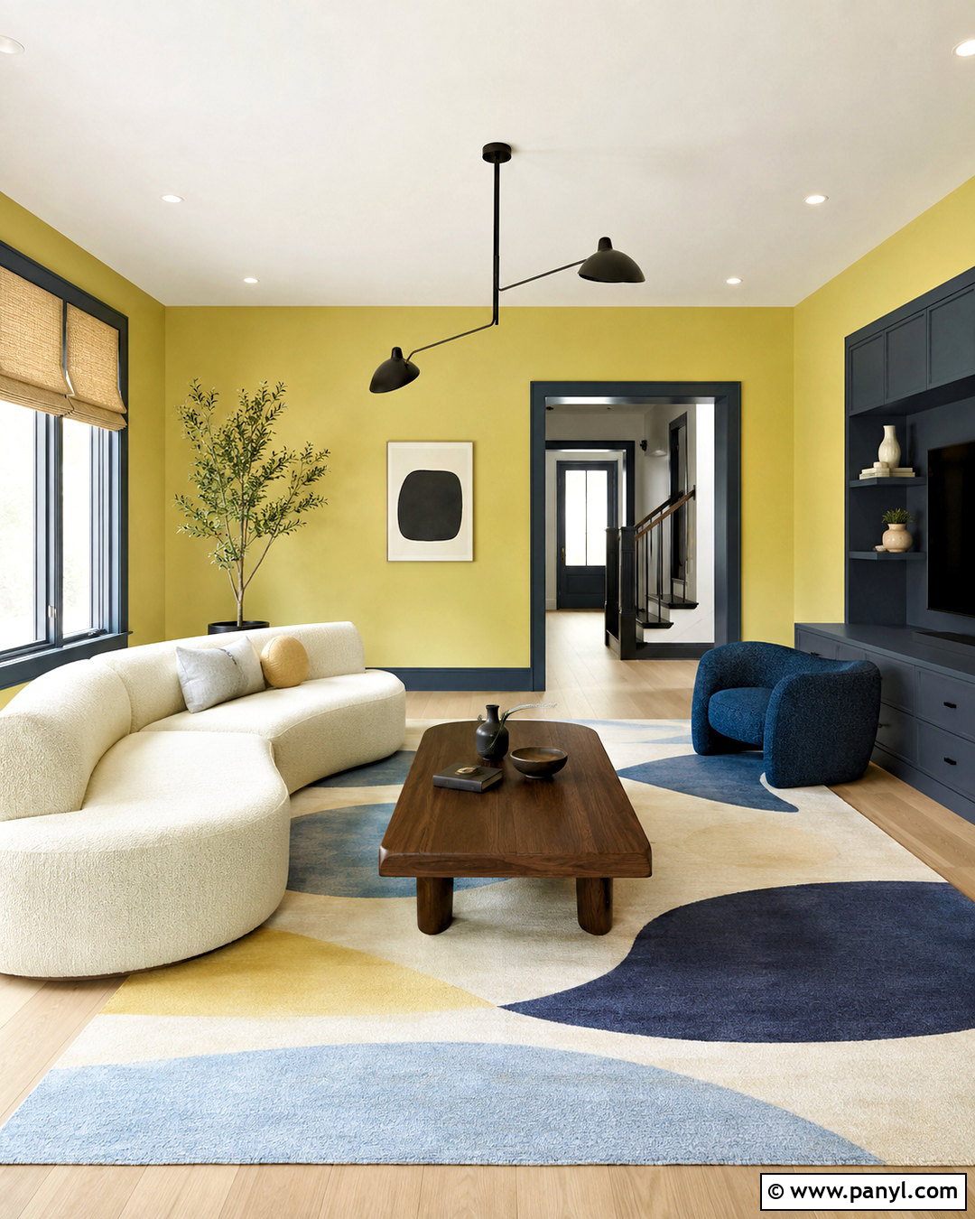 Yellow Modern Room With Blue Trim - 20 Yellow Wall With Blue Trim Ideas