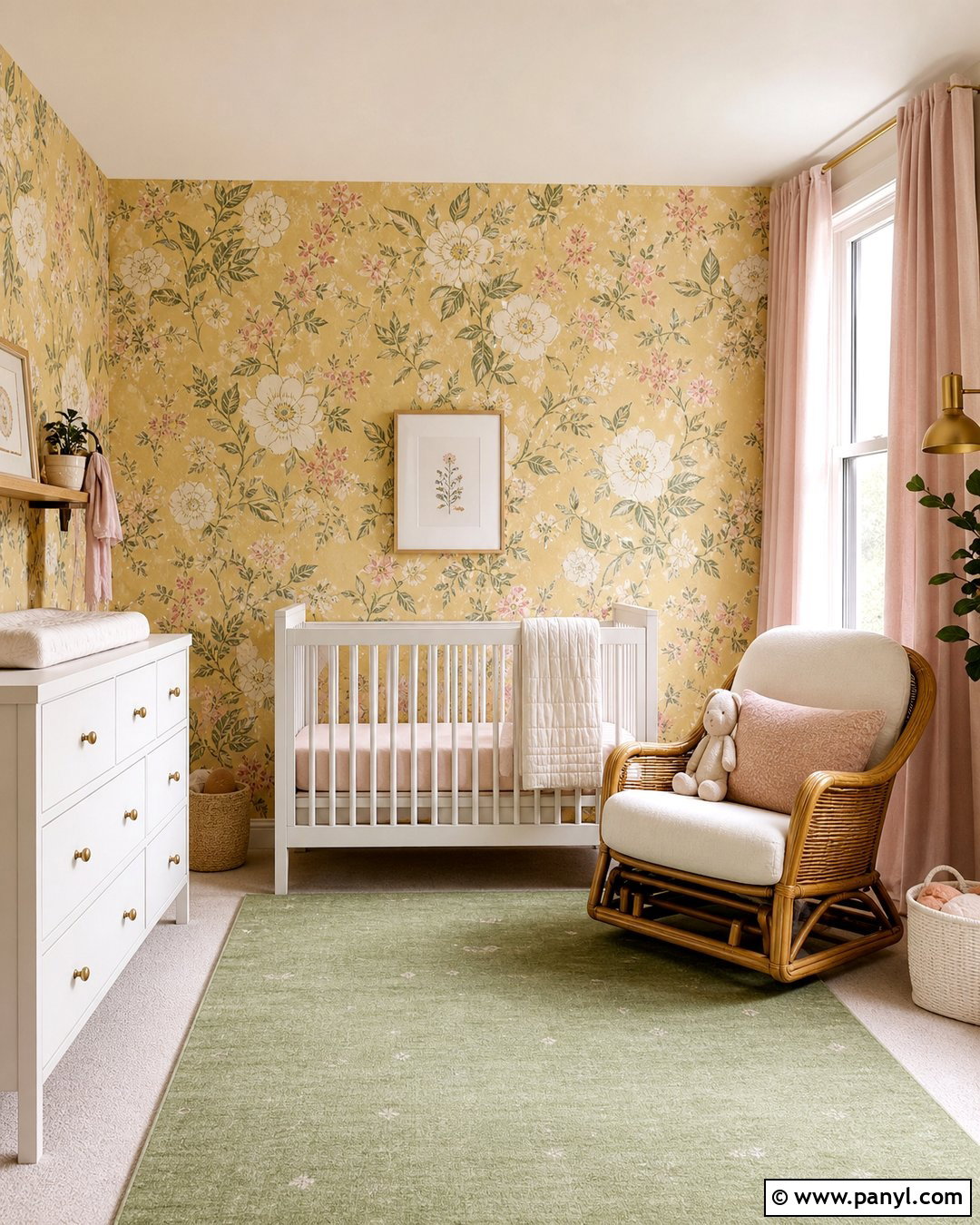 Yellow Nursery Floral Wallpaper - 30 Yellow Nursery Walls