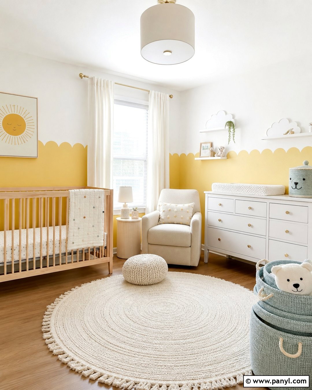 Yellow Nursery Scallop Wall - 30 Yellow Nursery Walls