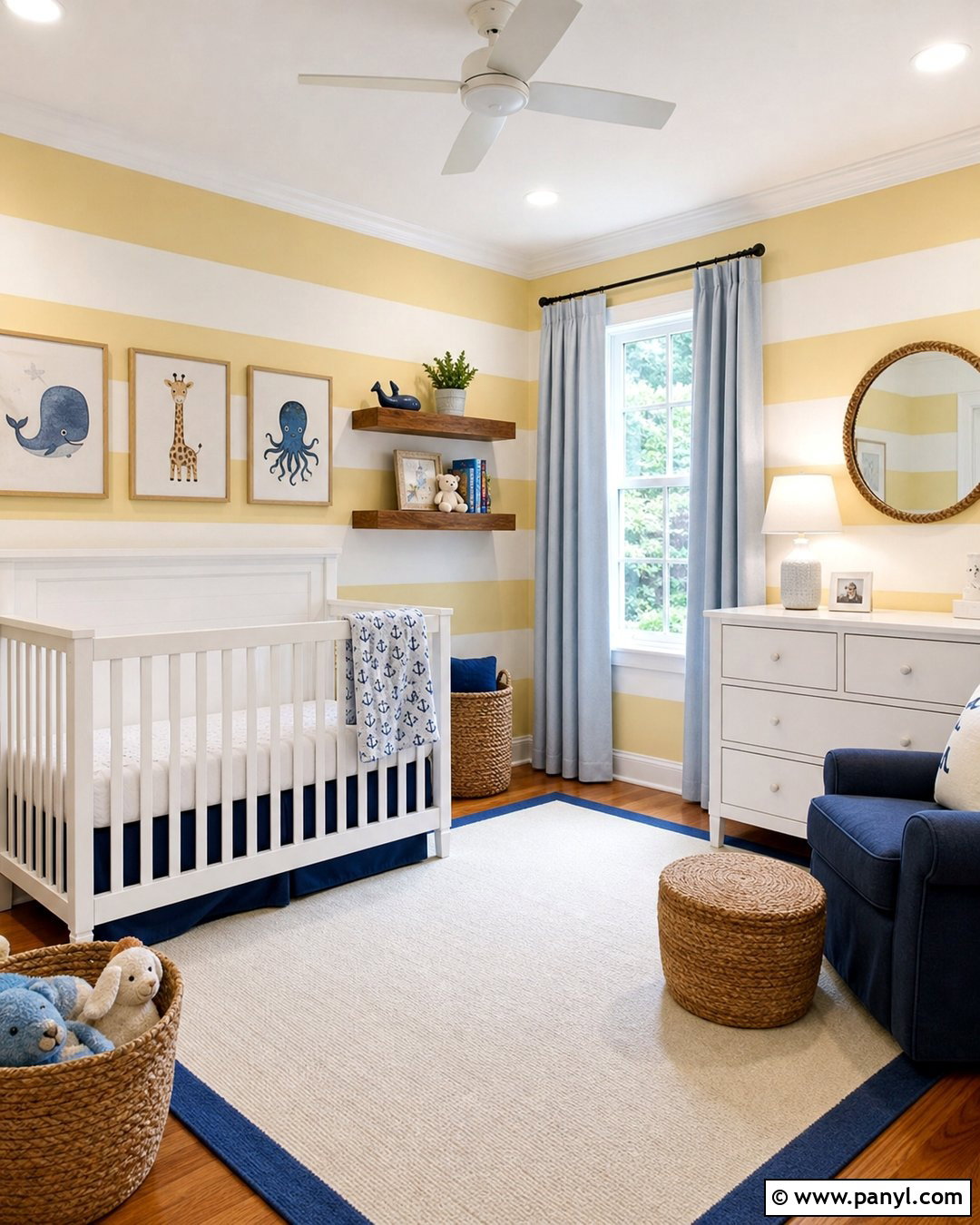 Yellow Nursery Striped Walls - 30 Yellow Nursery Walls