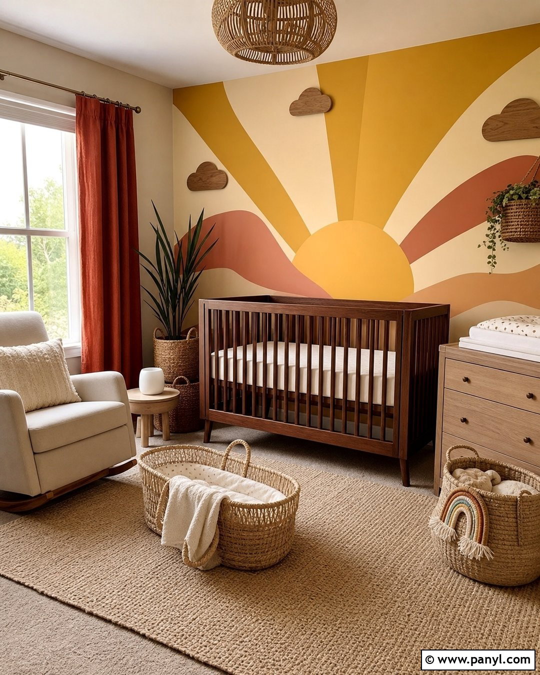 Yellow Nursery Sun Mural Wall - 30 Yellow Nursery Walls