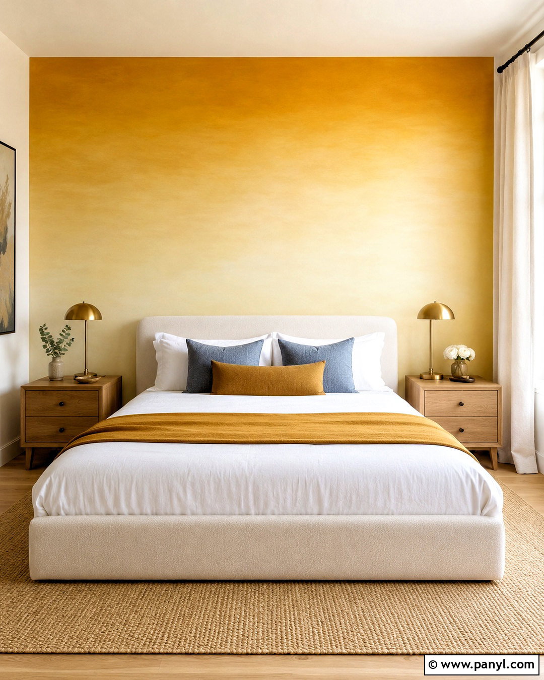 Yellow Ombre Feature Wall Bedroom - 35 yellow feature wall ideas