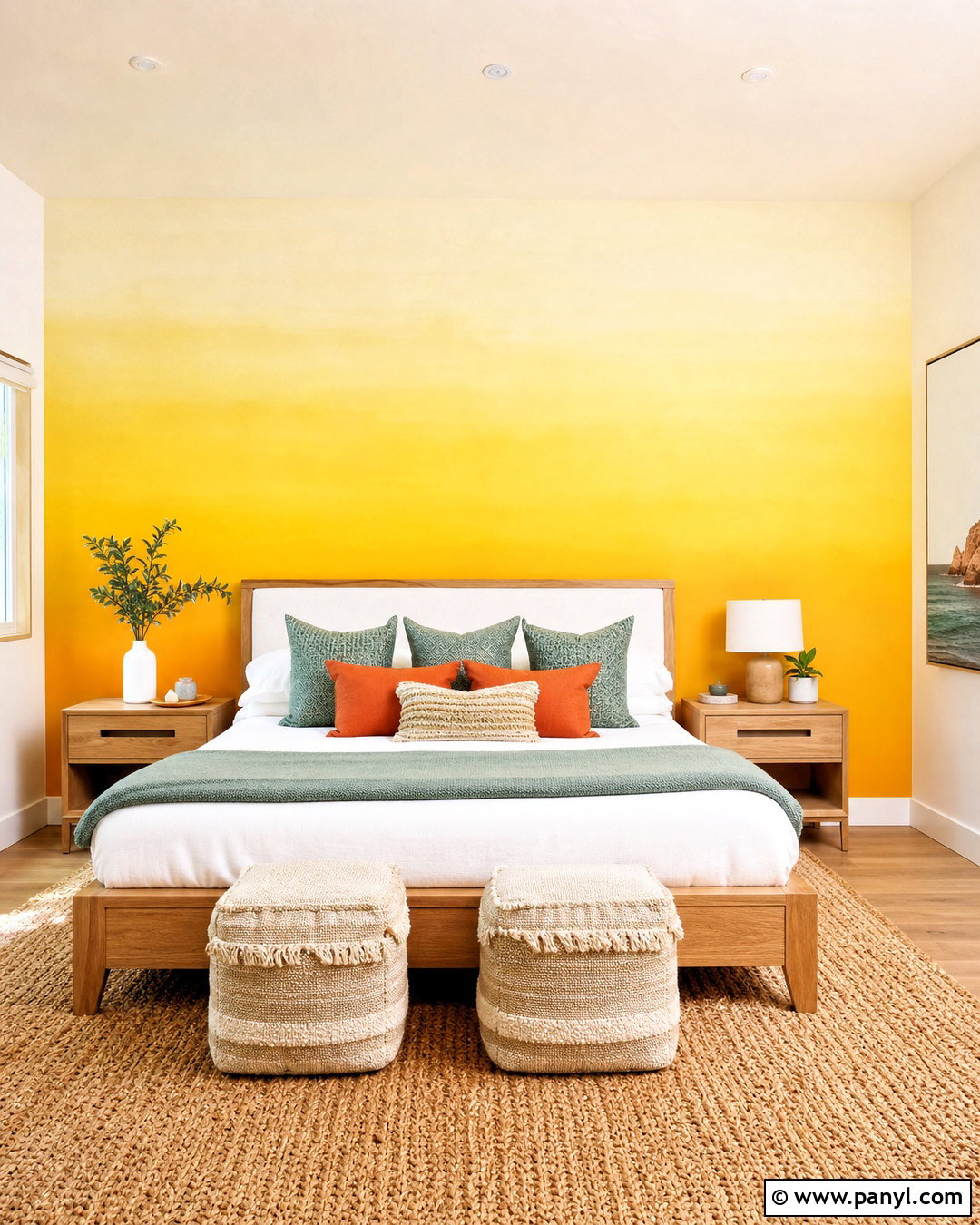 Yellow Ombre Feature Wall - 20 yellow wall painting ideas