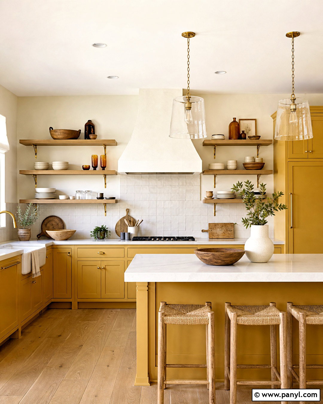 Yellow Open Shelf Kitchen - 20 yellow kitchen decor ideas