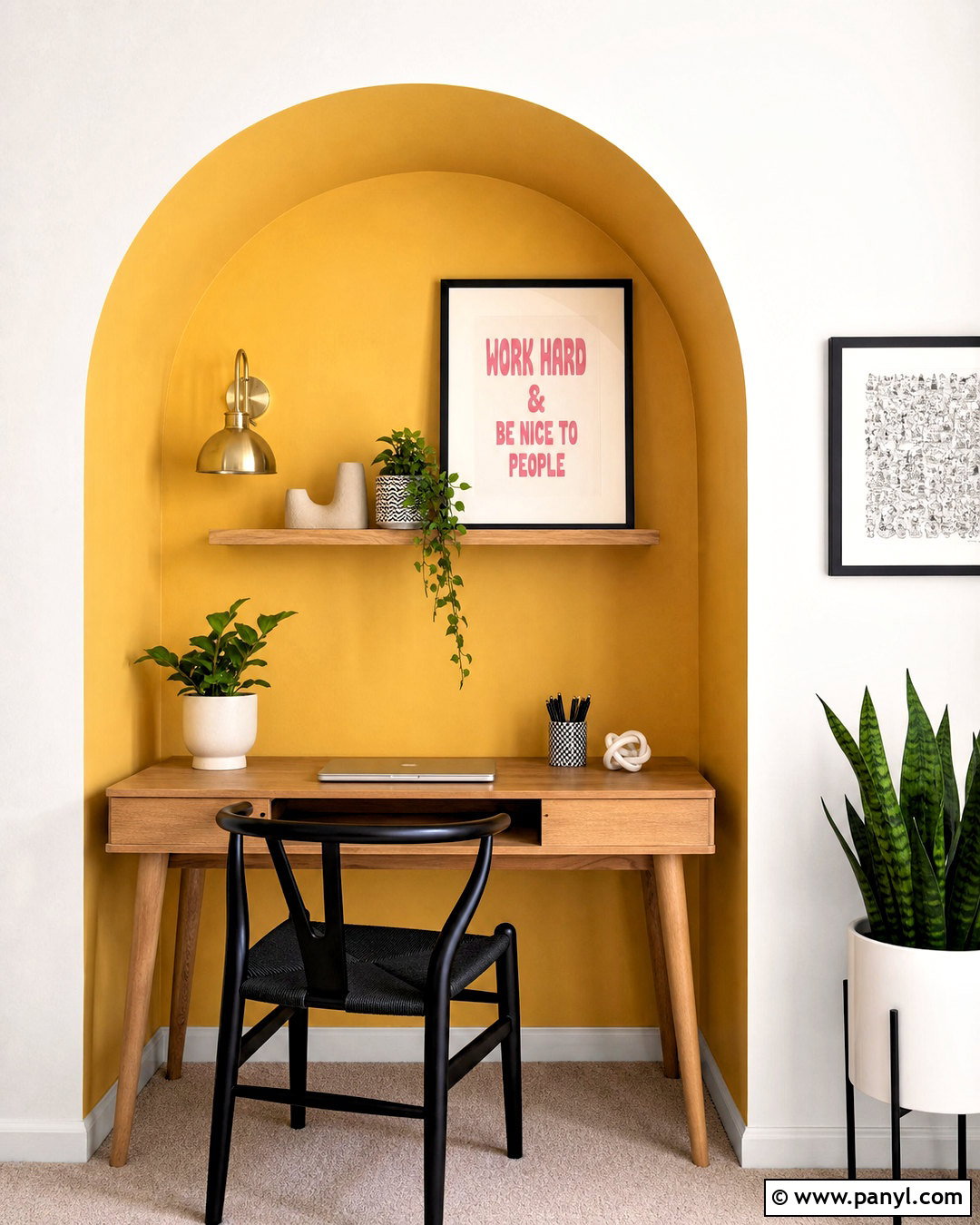 Yellow Painted Arch Wall - 20 yellow wall decor ideas