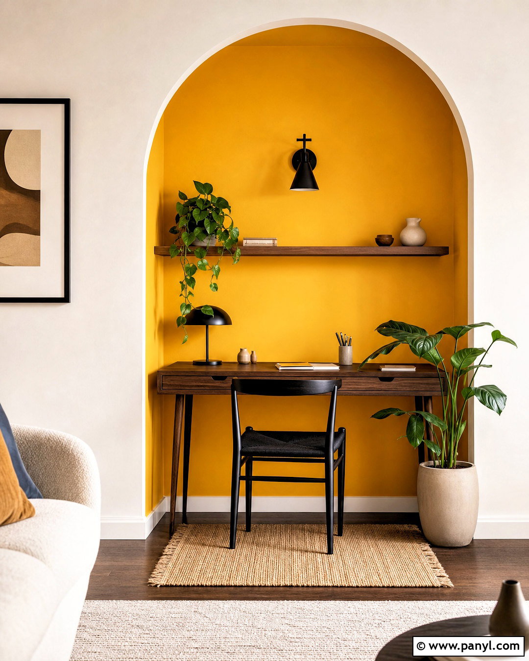 Yellow Painted Wall Arch - 20 yellow wall painting ideas