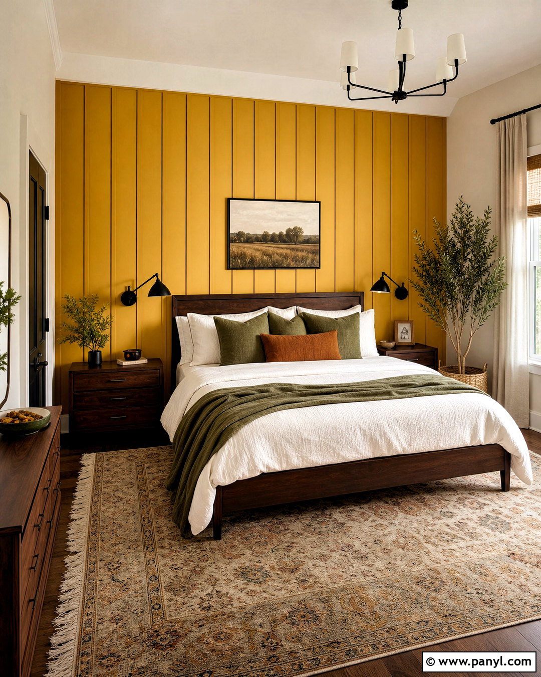 Yellow Paneled Accent Wall Bedroom - 20 yellow accent wall bedroom ideas