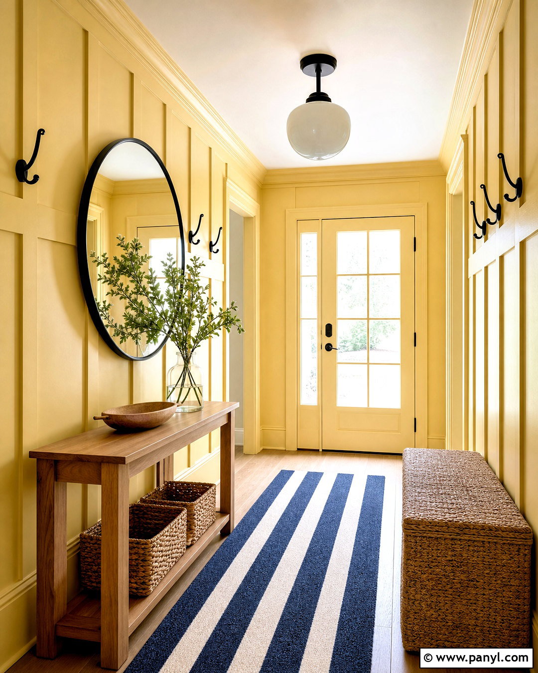 Yellow Paneled Entryway Wall - 20 yellow wall design ideas