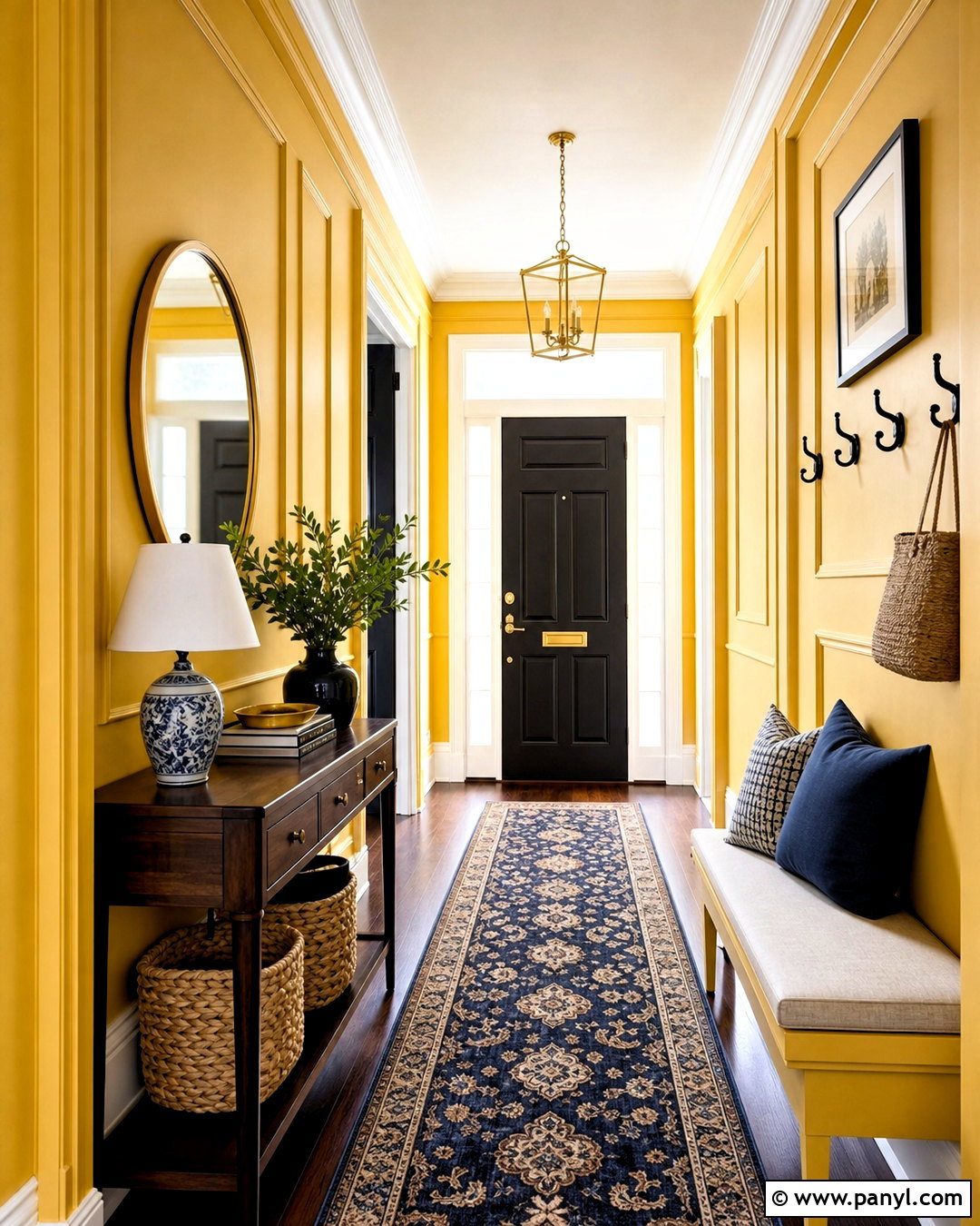Yellow Paneled Entryway Walls - 20 yellow wall painting ideas