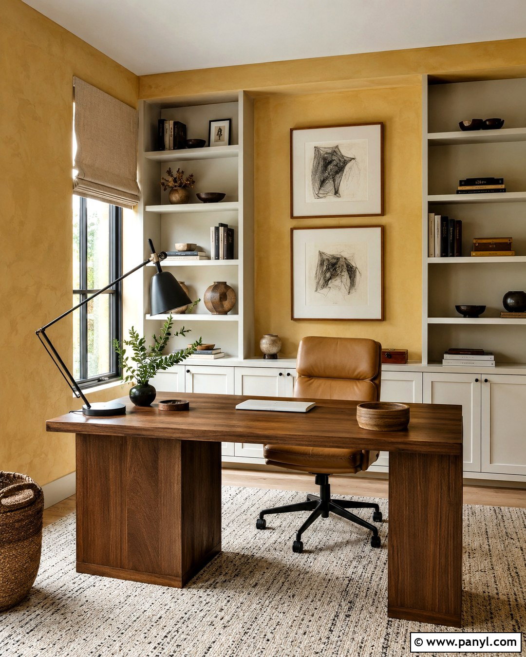 Yellow Plaster Home Office - 20 Yellow Plaster Walls