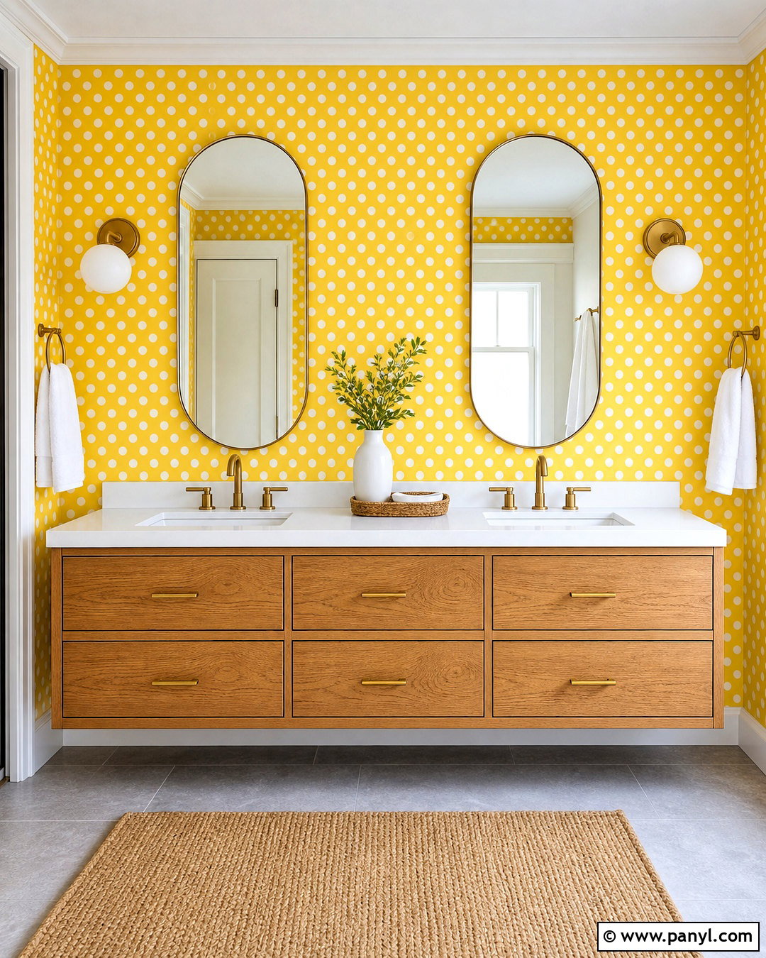 Yellow Polka Dot Wallpaper Bathroom Vanity - 20 yellow polka dot wallpaper ideas