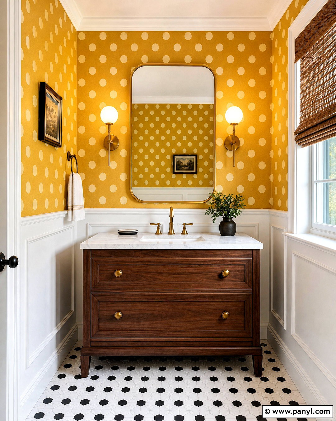 Yellow Polka Dot Wallpaper Powder Room - 20 yellow polka dot wallpaper ideas