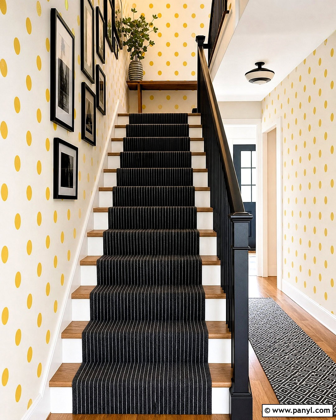 Yellow Polka Dot Wallpaper Stairway - 20 yellow polka dot wallpaper ideas
