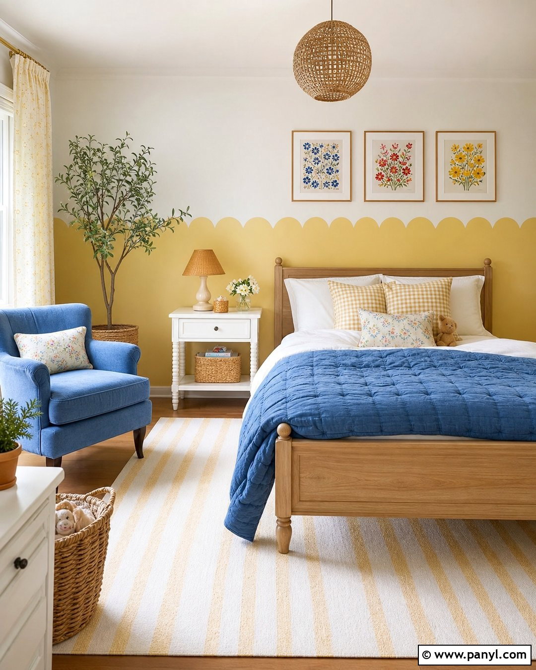 Yellow Scalloped Wall - 25 Scalloped Painted Wall Girls Room Ideas