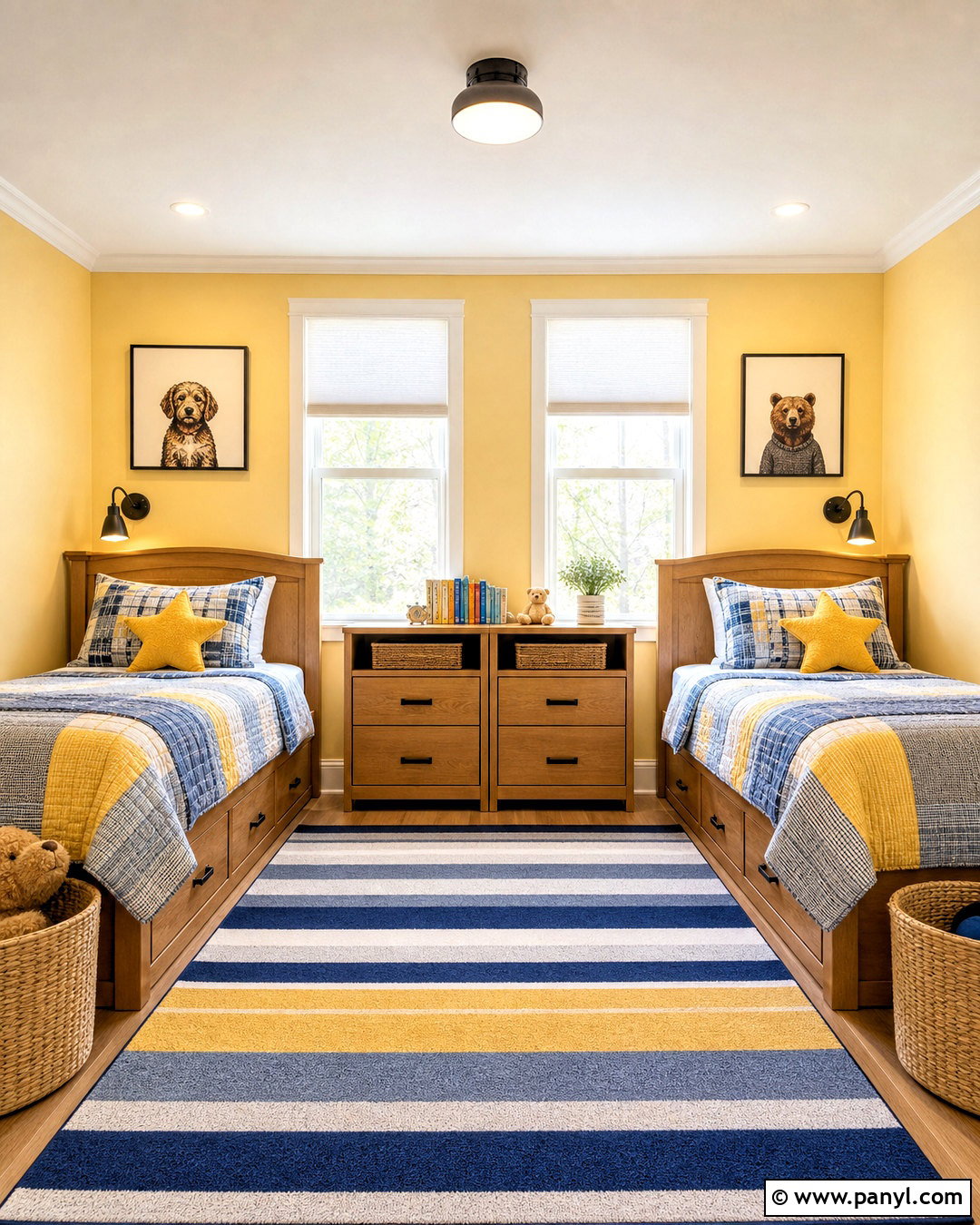 Yellow Shared Childrens Bedroom - 20 yellow childrens bedroom ideas