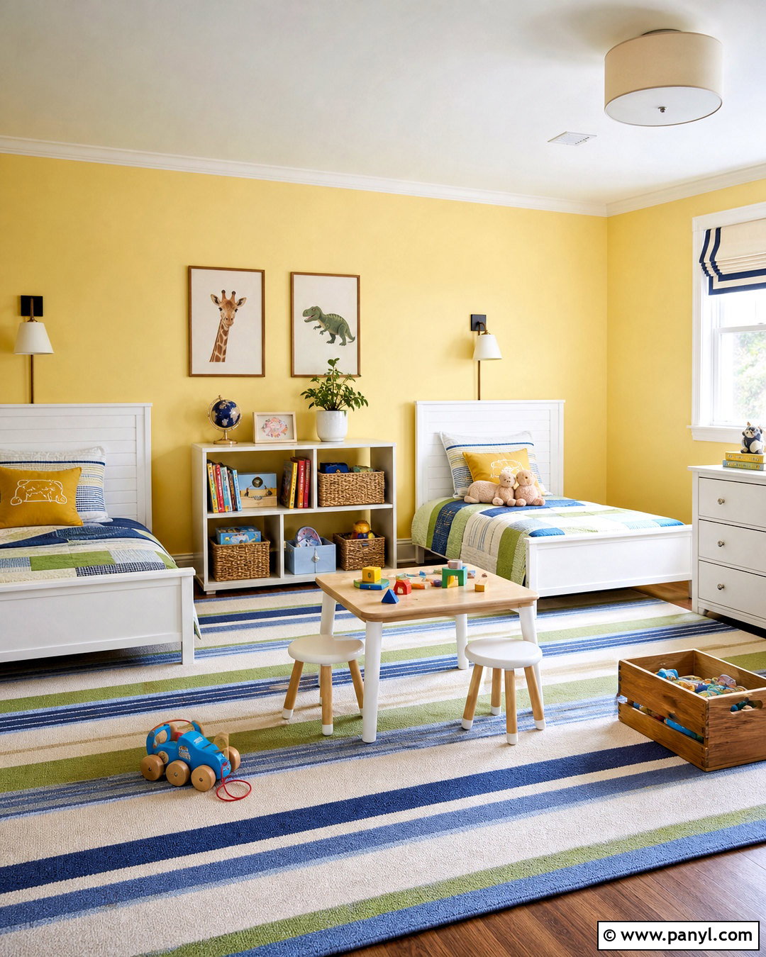 Yellow Shared Toddler Room - 20 yellow toddler room ideas
