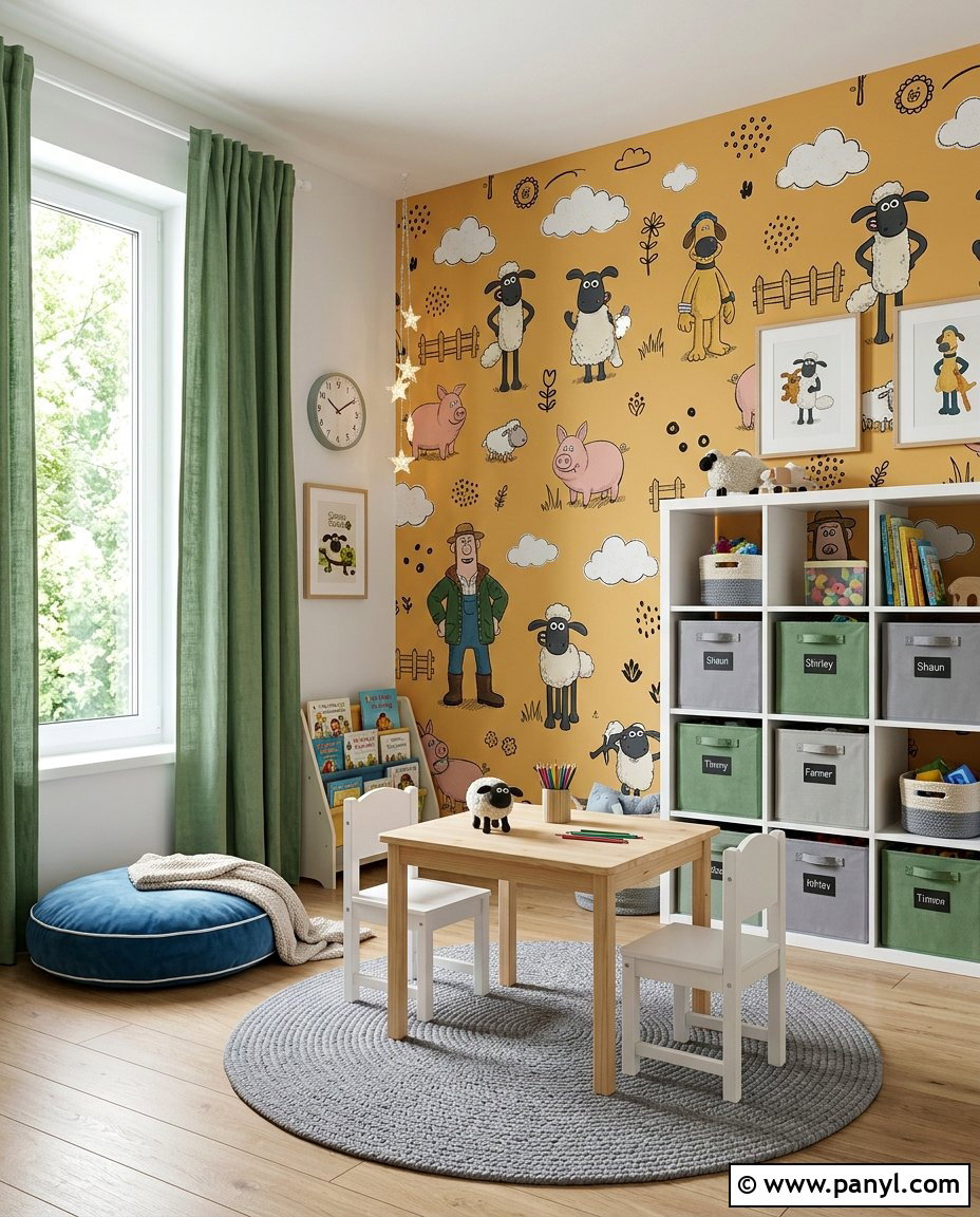 Yellow Shaun The Sheep Wallpaper Playroom - 25 Shun The Sheep Wallpaper Ideas