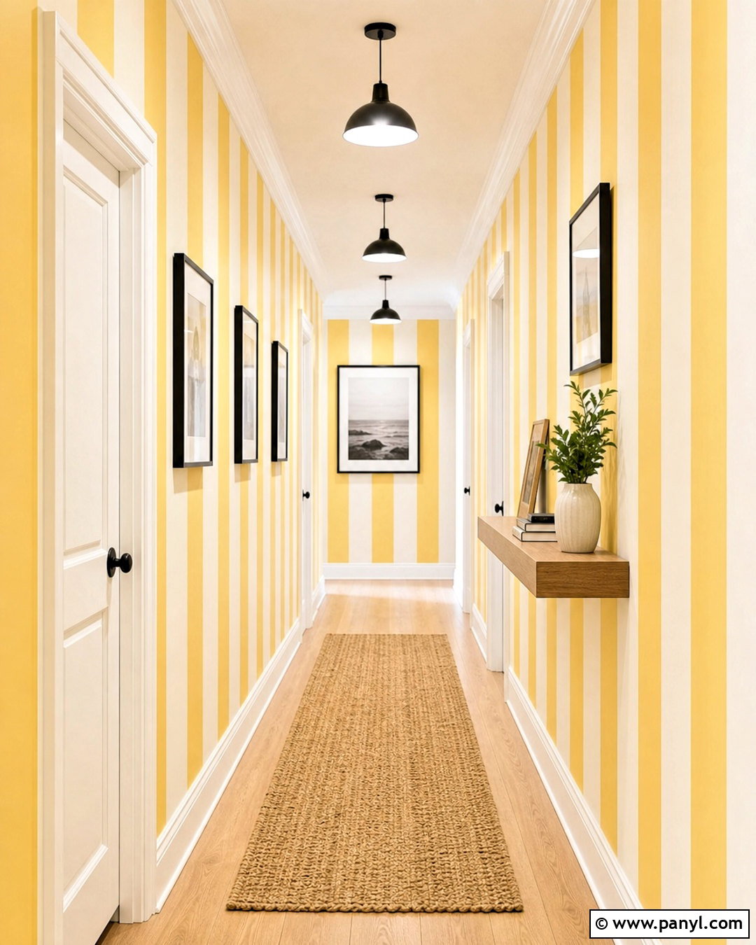 Yellow Striped Hallway Walls - 20 yellow wall painting ideas