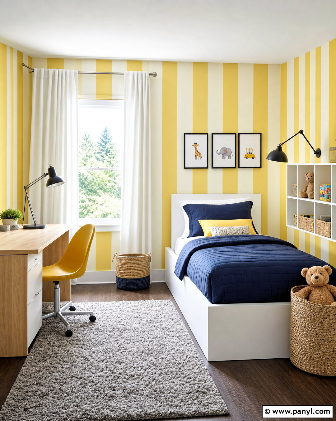 Yellow Striped Kids Room - 20 yellow kids rooms