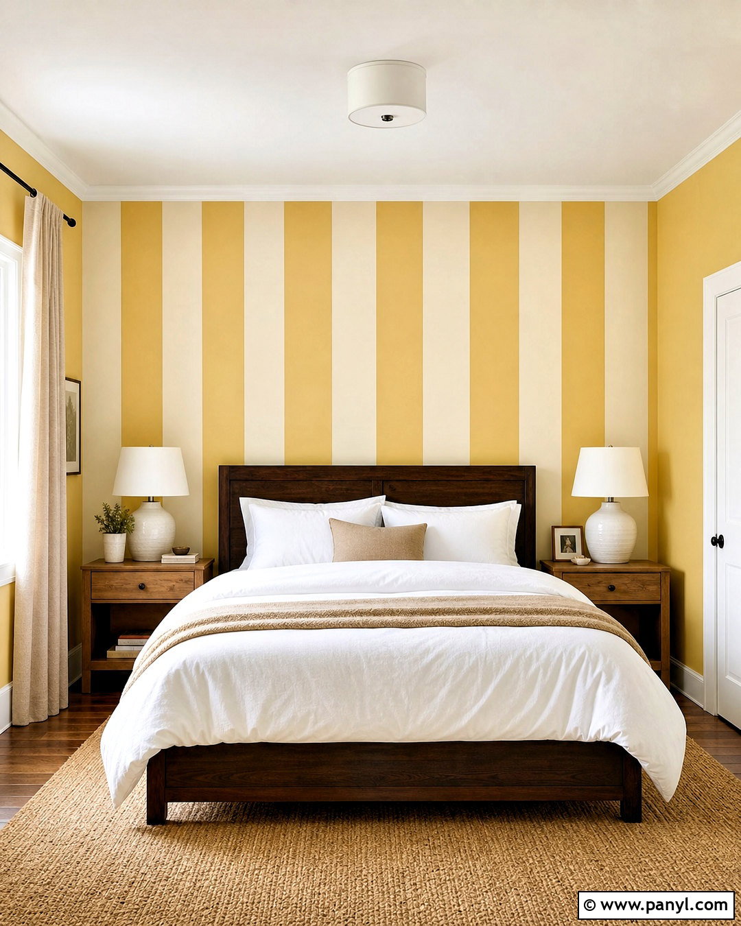 Yellow Striped Wall Bedroom - 20 yellow walls bedroom ideas