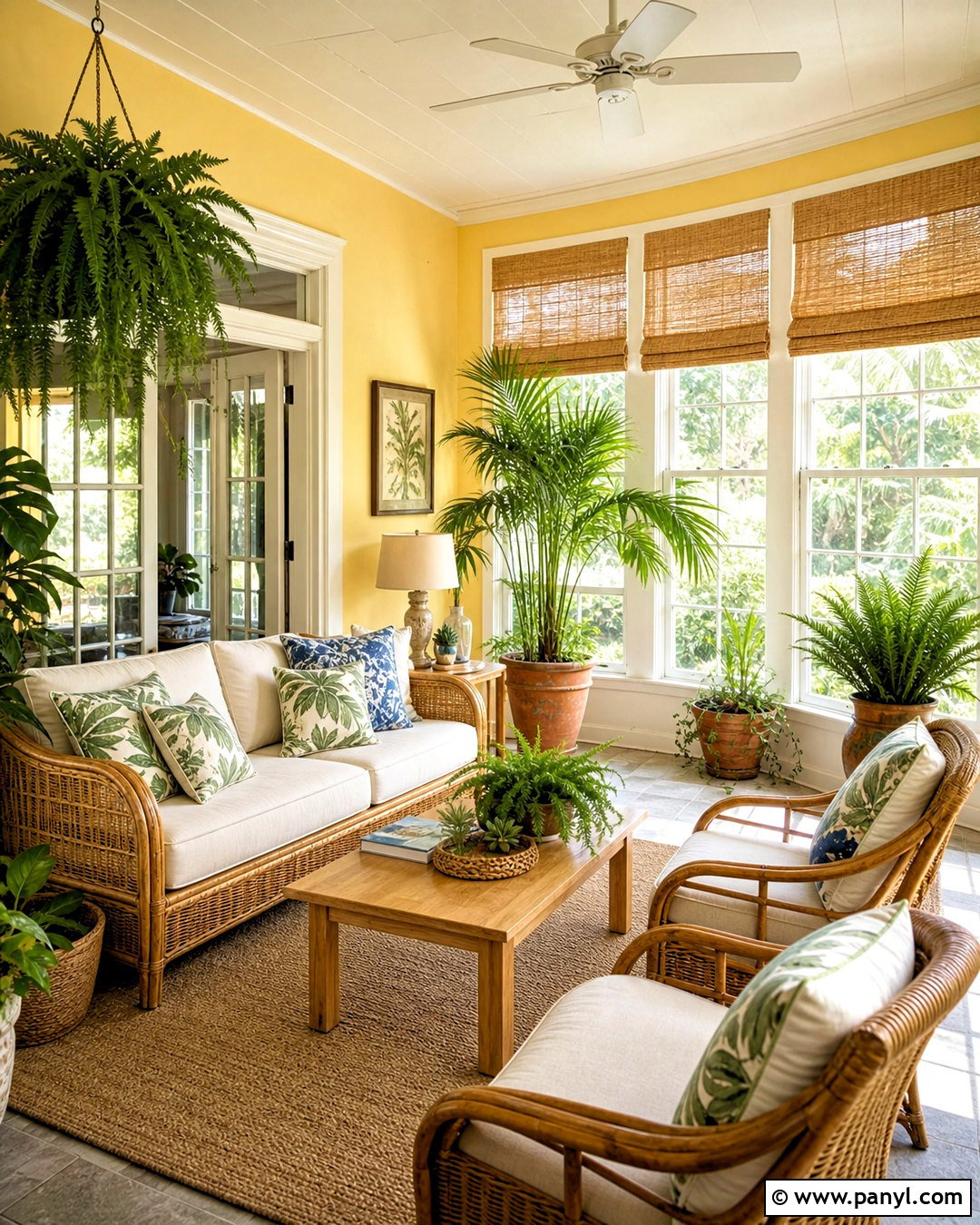 Yellow Sunroom With Plants - 20 yellow painted rooms