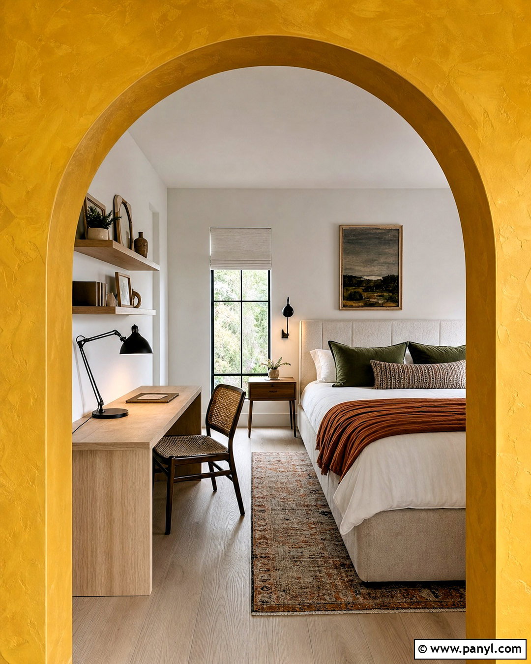 Yellow Textured Arch Wall - 20 yellow wall texture ideas